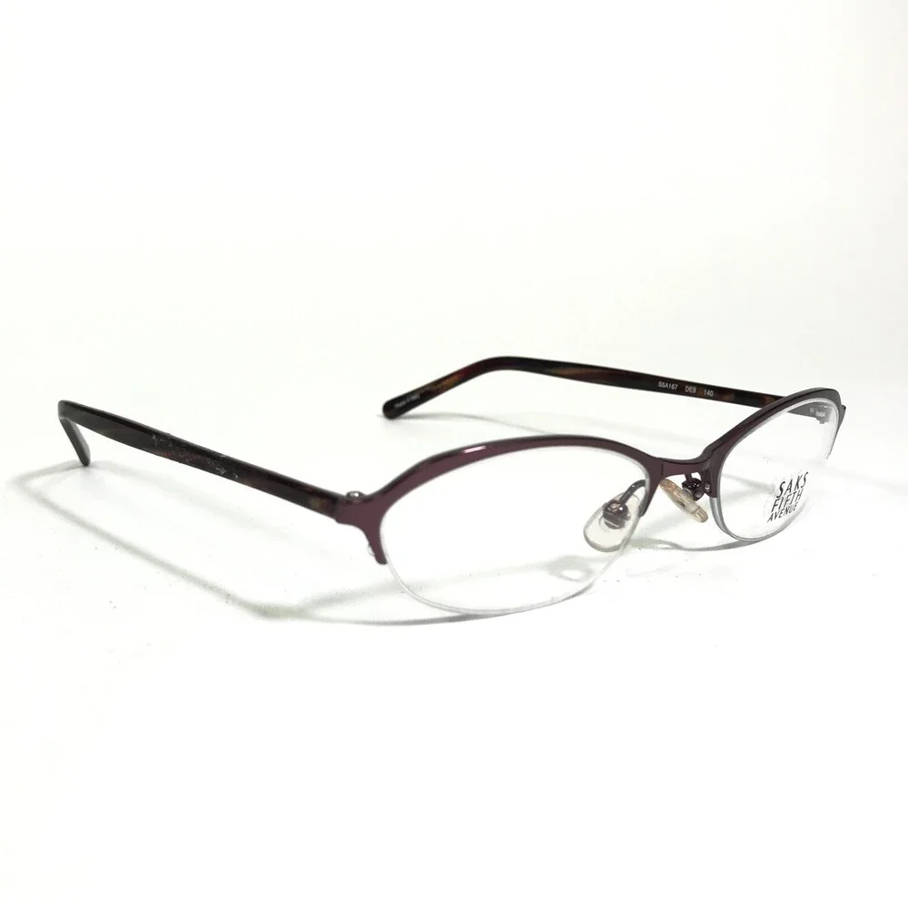 Saks Fifth Avenue Eyeglasses Frames S5A167 DE9 Brown Red Cat Eye 48-18-140